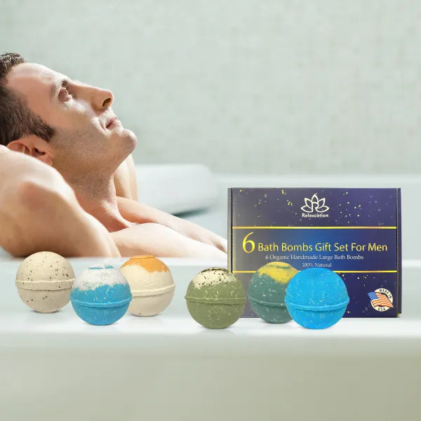 Organic Bath Bombs for Men - Relaxing Gift Set