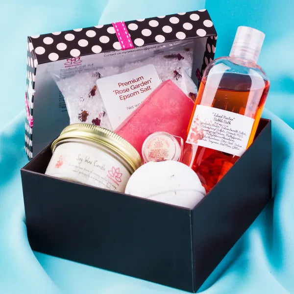 Bath and Spa Basket For Women in Polka Dot Box