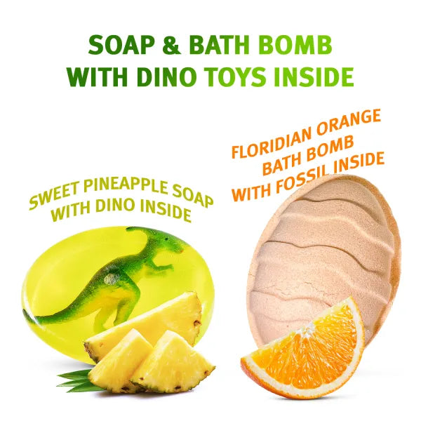 Fossil Dino Gift Set for Kids - Soap and Bath Bomb with Toys Inside