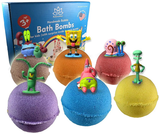 Bath Bombs for Kids with Surprise SPONGE BOB Toys Inside