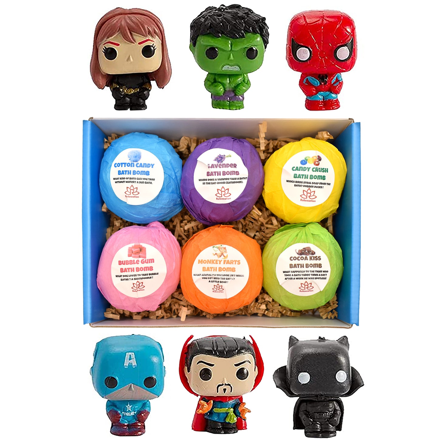 Big Bath Bombs for Kids with Surprise Superhero Toys Inside