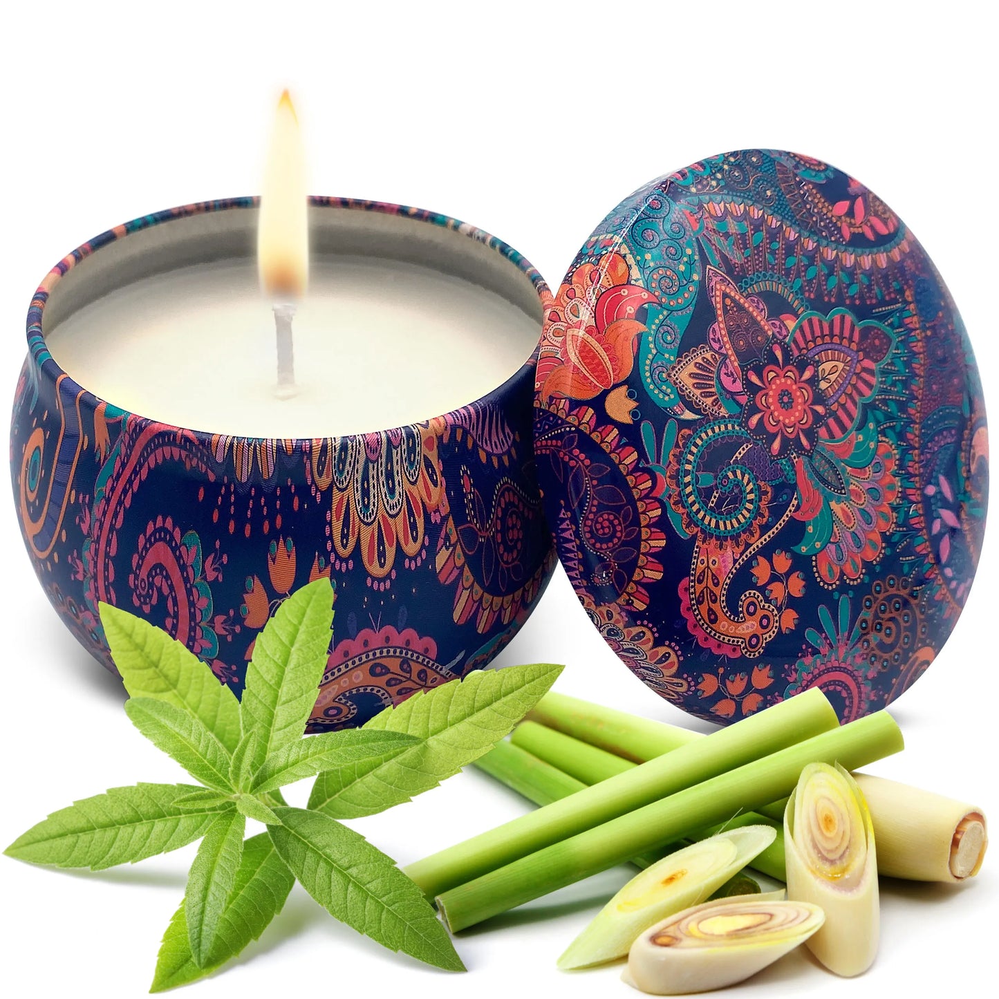 VERBENA LEMONGRASS Soy Wax Candle in Tin Jar (6 oz)