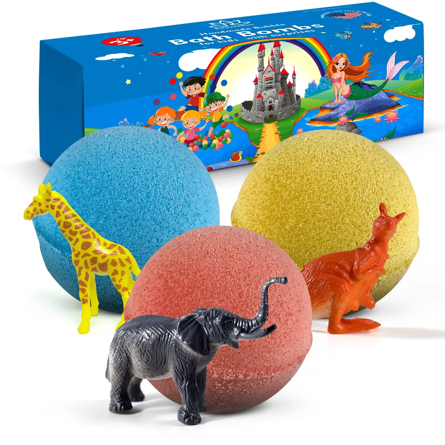 Big Bath Bombs for Kids with Surprise Wild Animals Toys Inside