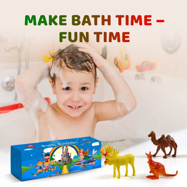 Big Bath Bombs for Kids with Surprise Wild Animals Toys Inside